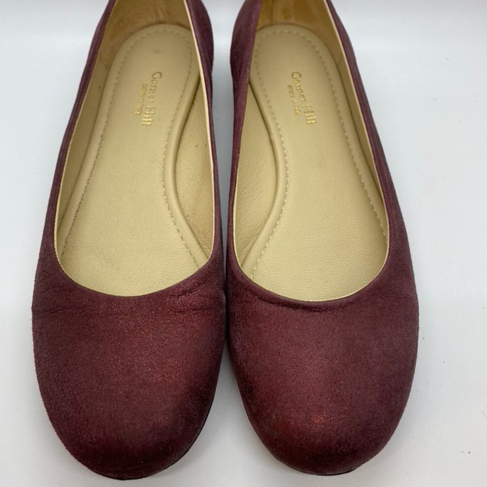 Metallic Burgundy leather flats Size 8.5